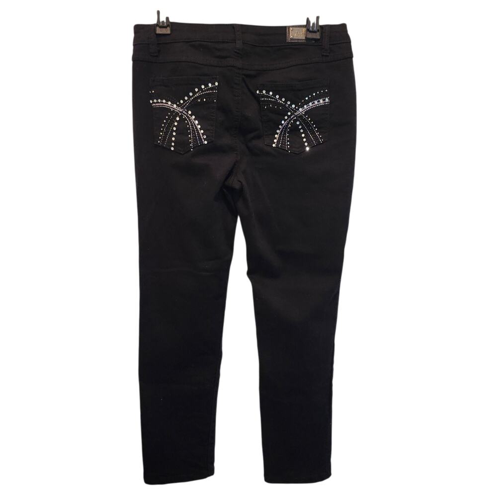 Women's Earl Jeans Black Skinny Jeans Embellished Rhinestones Sz 12P 32x 28" Y2K